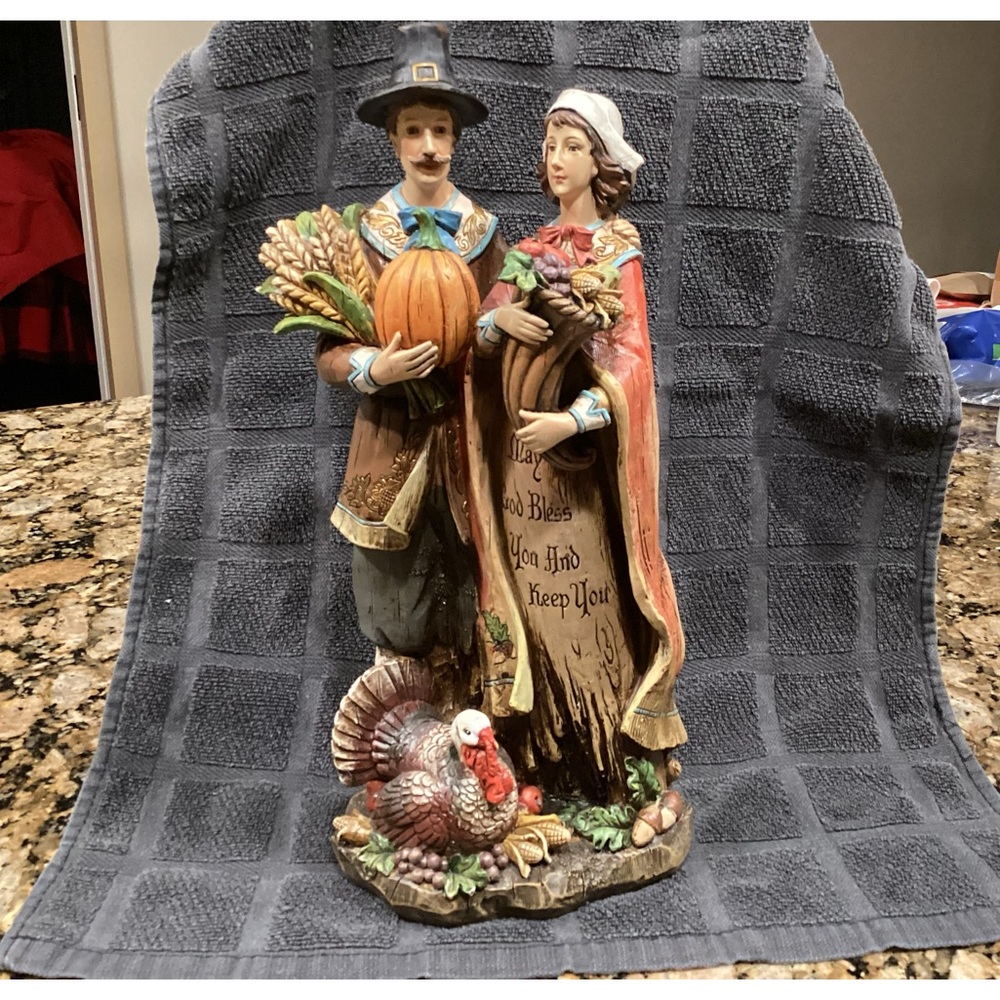 Thanksgiving Pilgrims Resin Figurine
